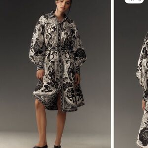 Farm Rio Off-White Flower Leopards Collared Midi Dress